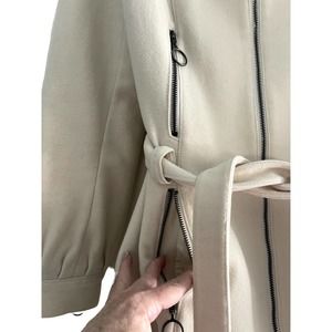 Daite Cream Wool Zippered Swing Coat with 4 zip pockets NWOT EU: 40 US: S
